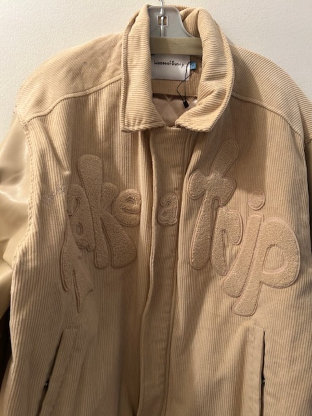 Free People House of Sunny Take a Trip Stone Tan Cord Quilt Bomber Jacket NEW - Picture 6 of 16